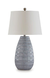 Kaidins - Ceramic Table Lamp - White / Blue