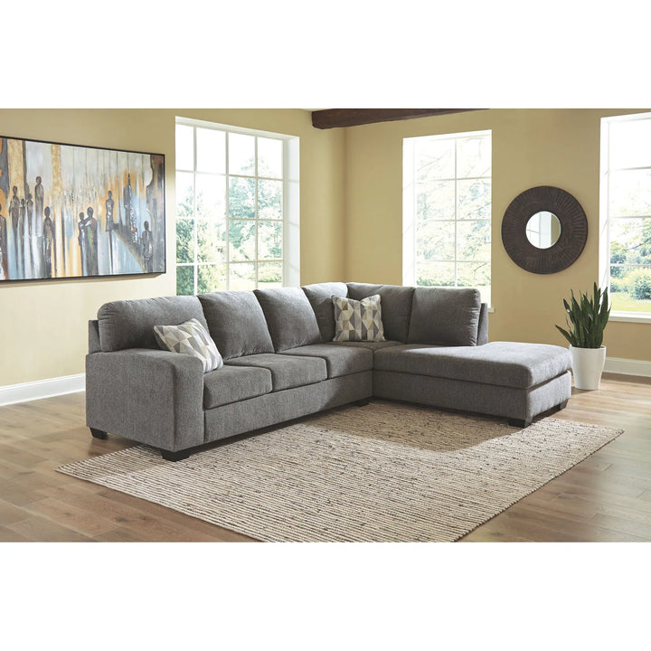 Ashley 85703/66/17/T240-8/6 Dalhart - Charcoal - LAF Sofa, RAF Corner Chaise Sectional, Nashbryn Cocktail Table & End Table