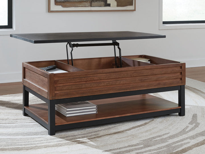 Kallari - Lift Top Cocktail Table - Warm Brown / Black