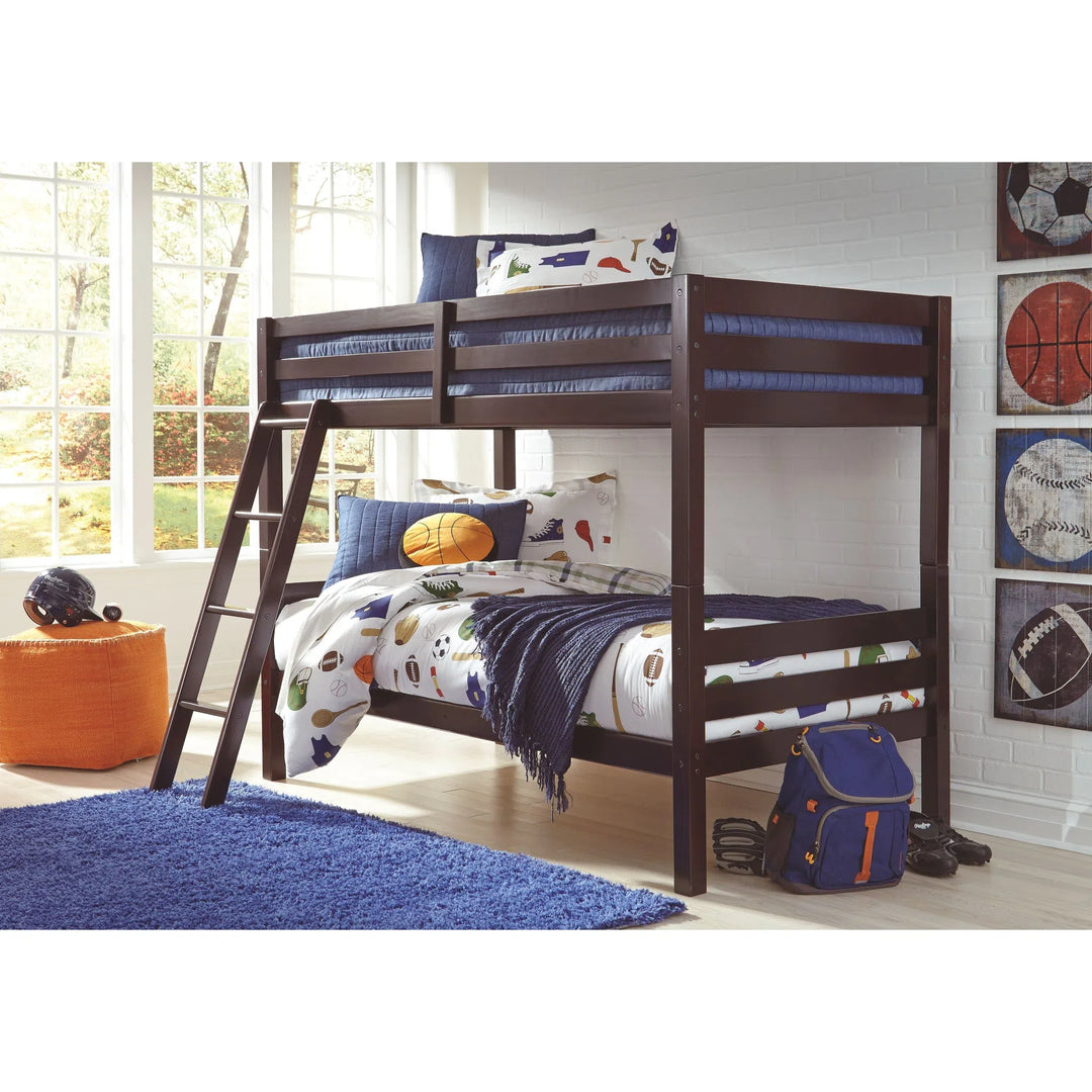 Ashley B328-59 Halanton - Dark Brown - Twin/Twin Bunk Bed w/Ladder