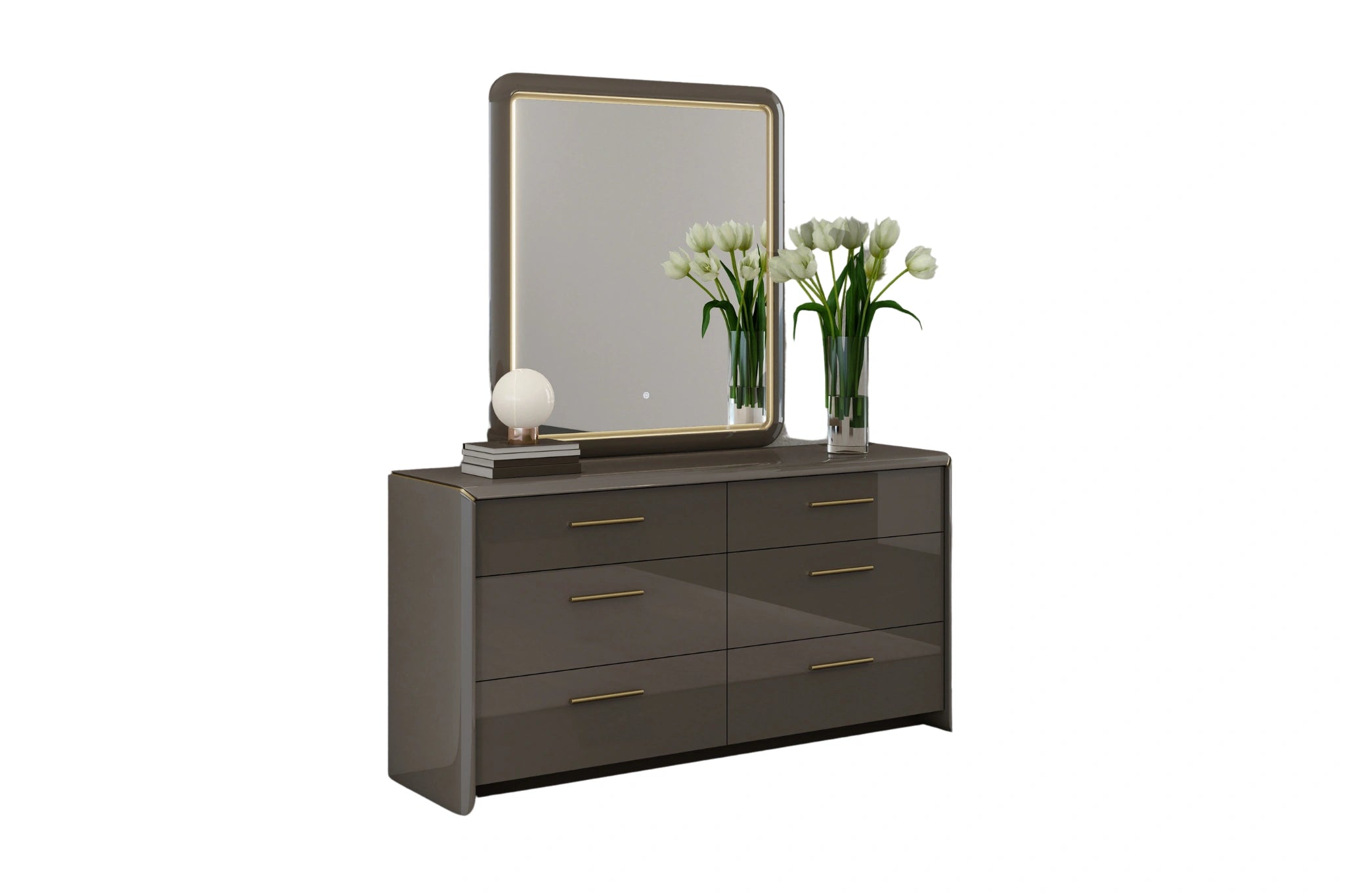 Anna Grey 6-Drawer Dresser with LED Mirror