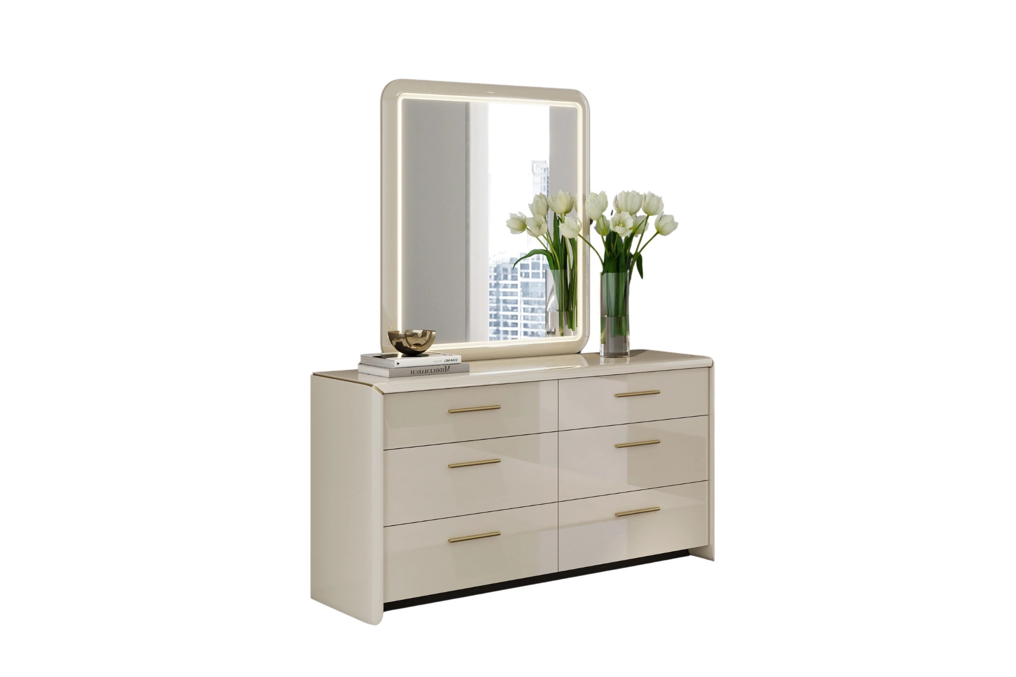 Anna 6-Drawer Dresser with LED Mirror