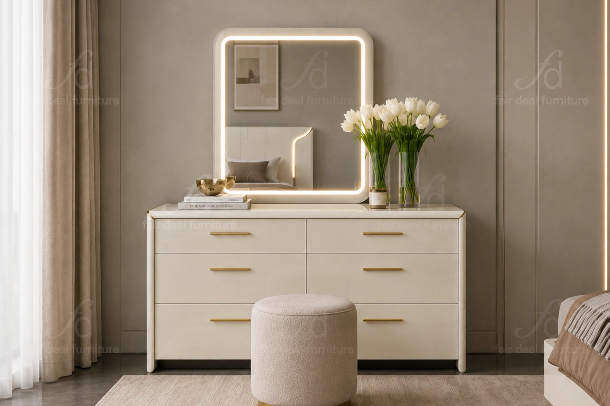 Anna 6-Drawer Dresser with LED Mirror