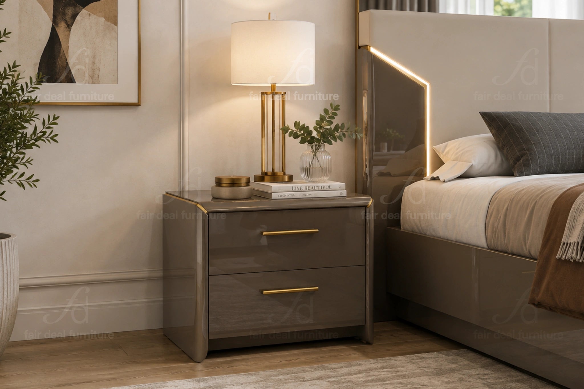 Anna Grey 2-Drawer Nightstand
