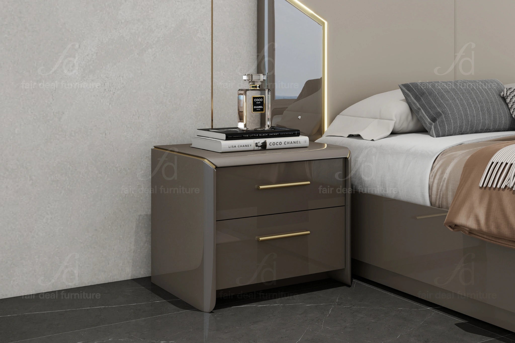 Anna Grey 2-Drawer Nightstand
