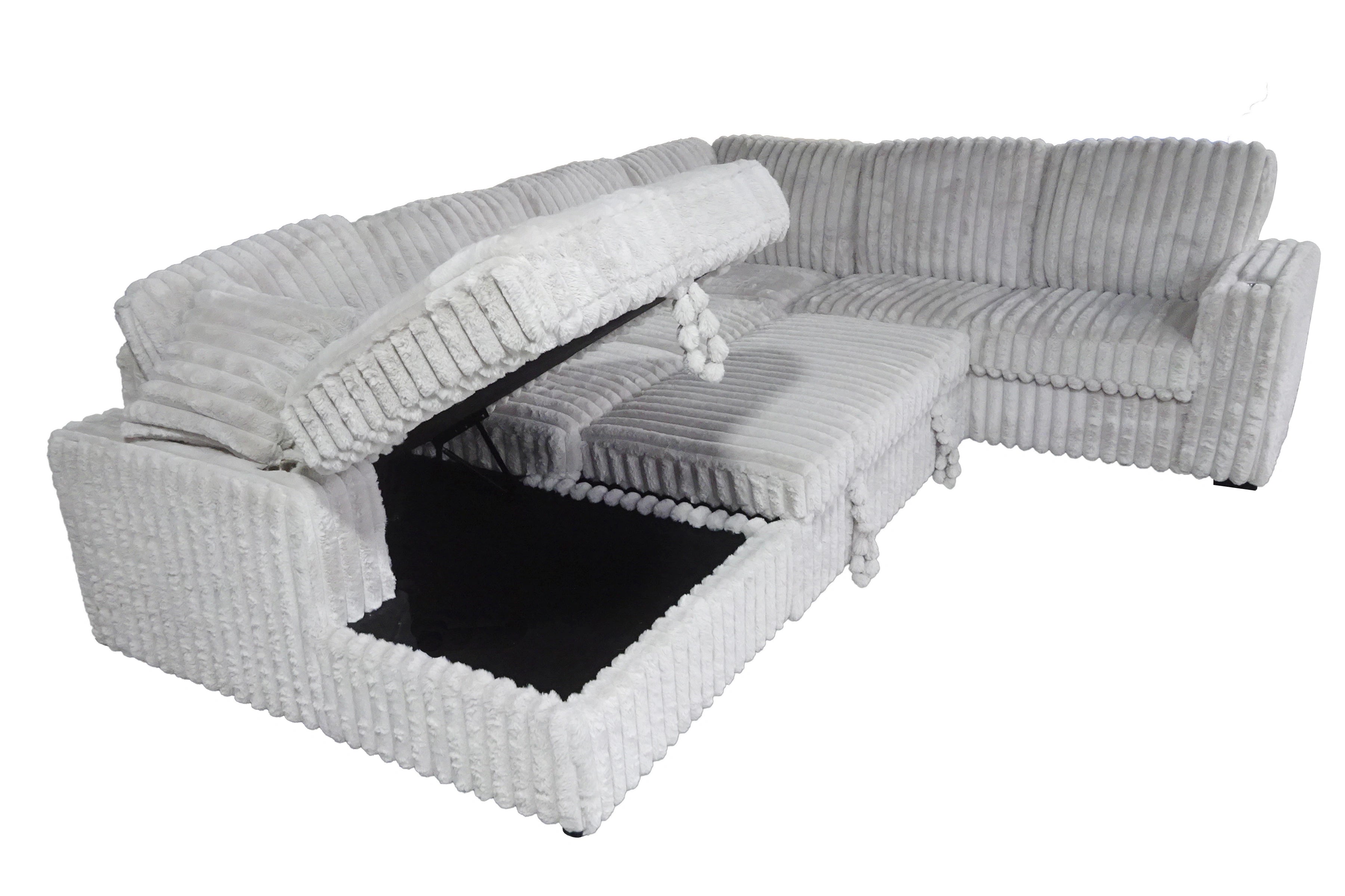 Arzelia Pull Out Sectional | Light Grey