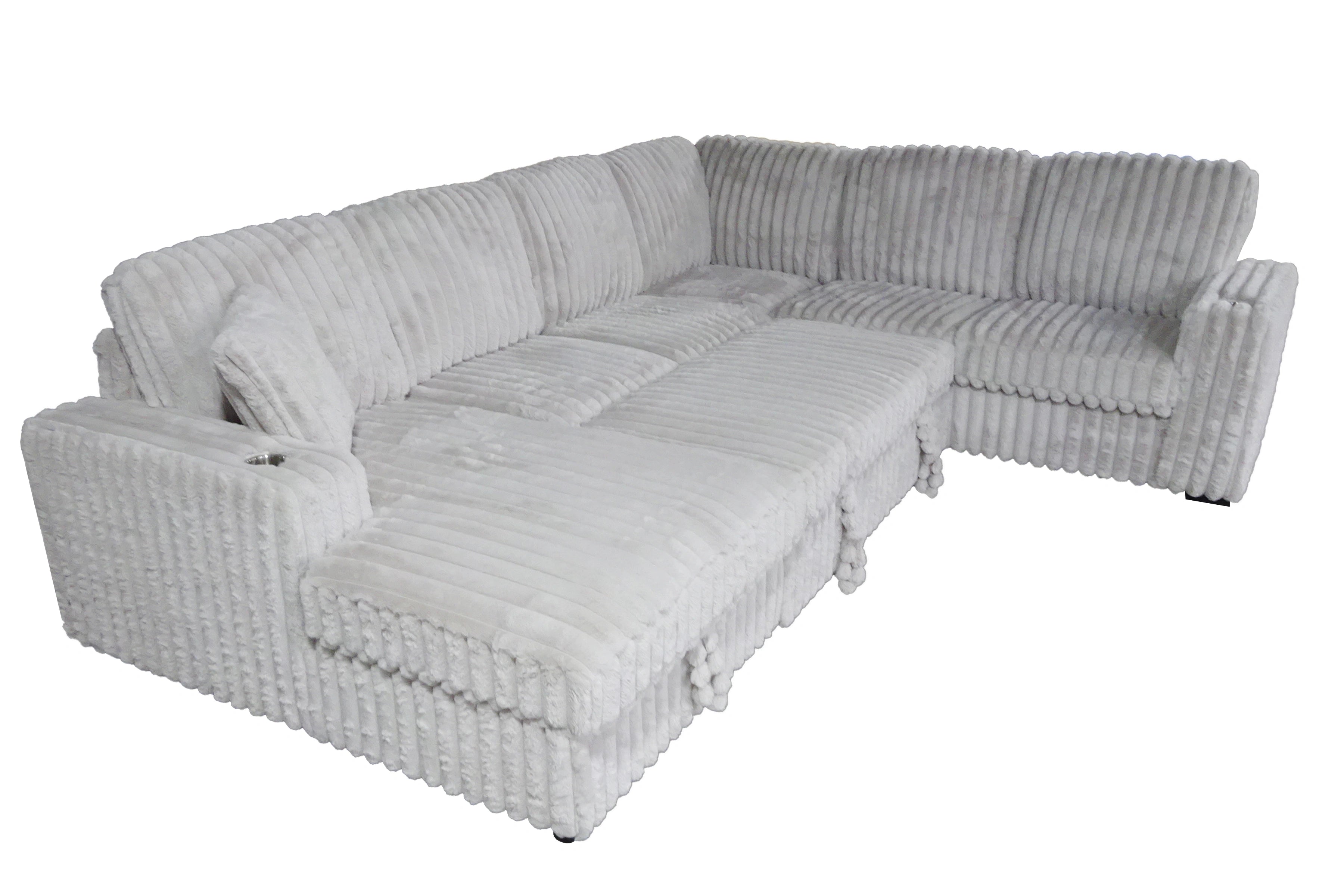 Arzelia Pull Out Sectional | Light Grey