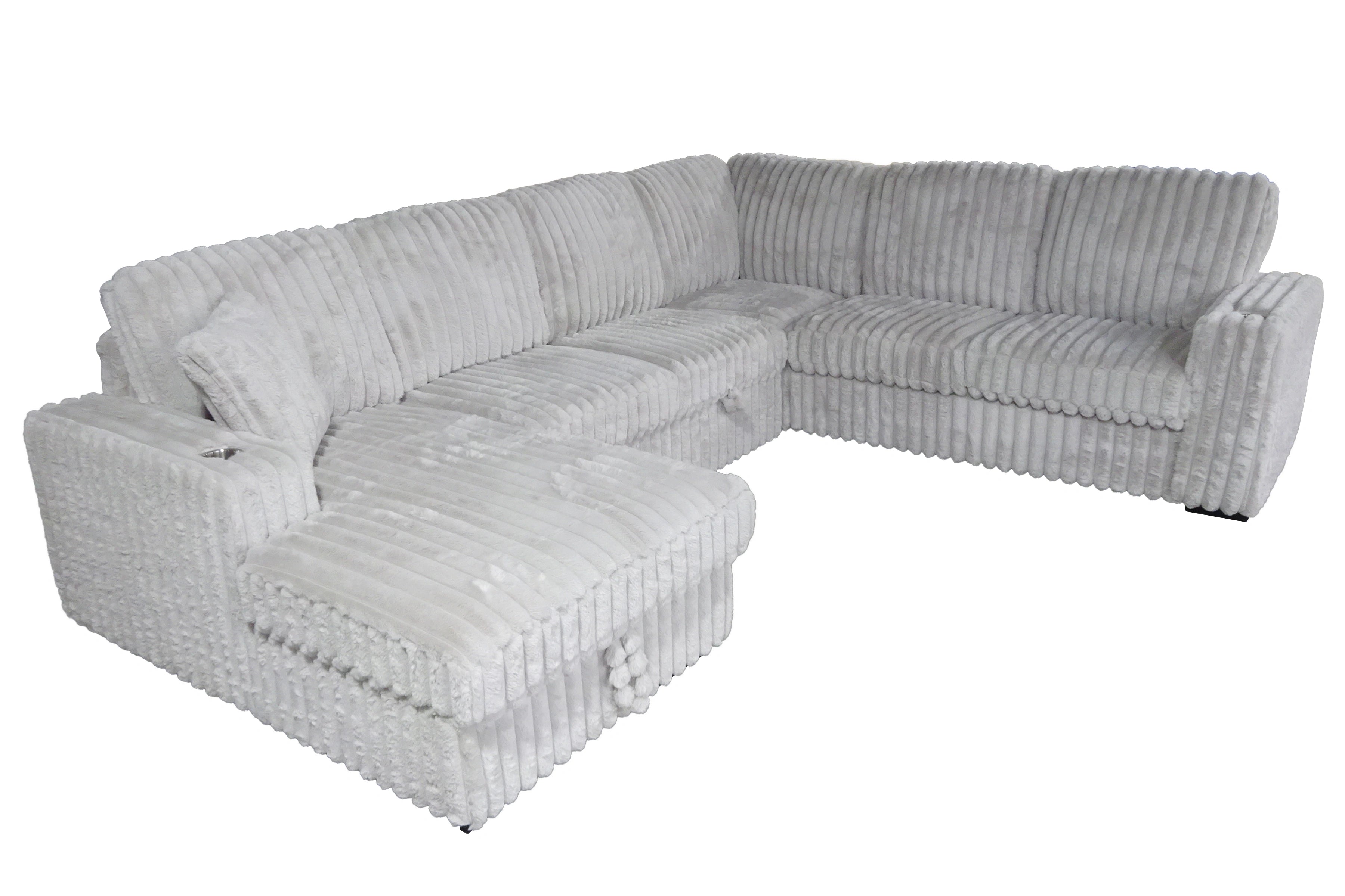 Arzelia Pull Out Sectional | Light Grey
