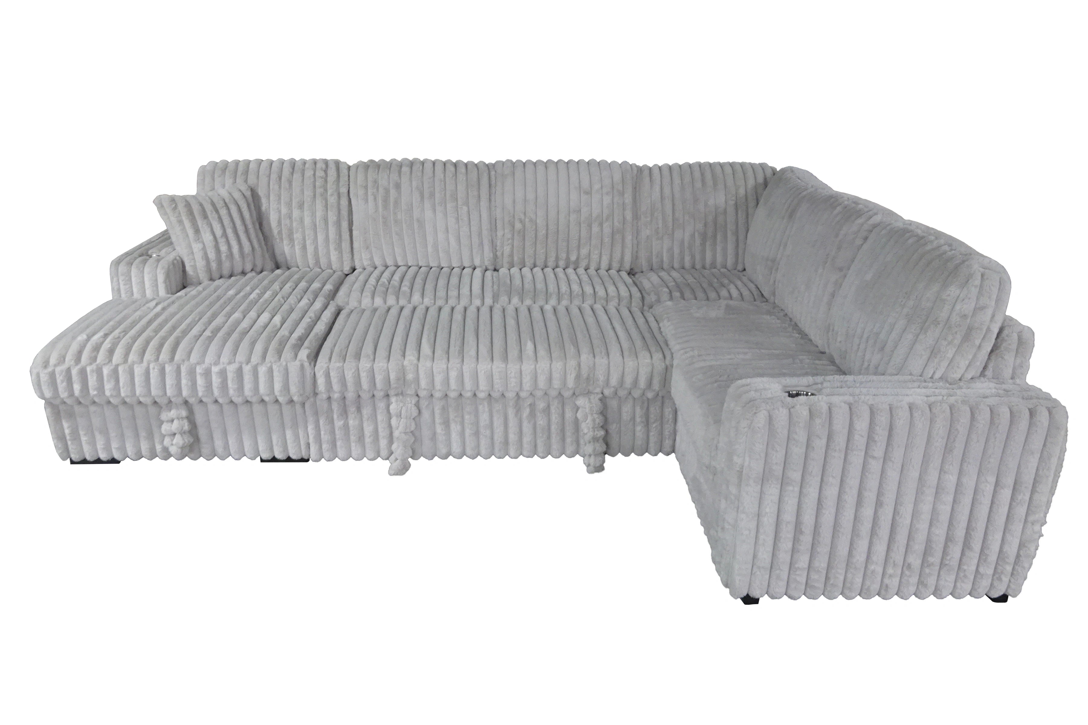 Arzelia Pull Out Sectional | Light Grey