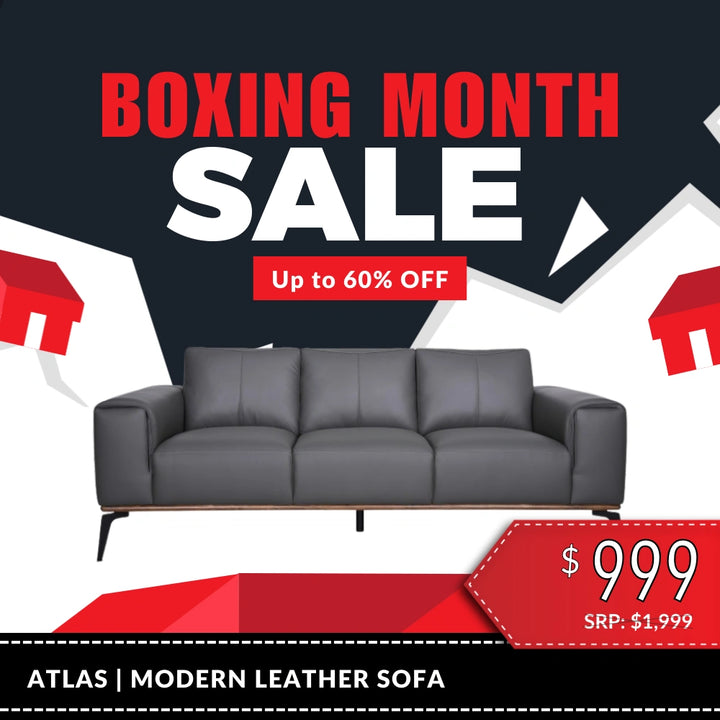 Atlas Mid-Century Modern Leather Sofa with Wood Accent Base