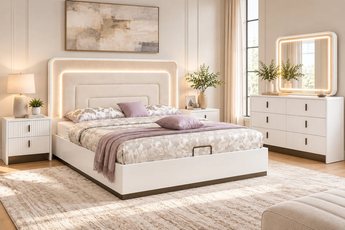 Barrie 5 Piece Package – King Storage Bed