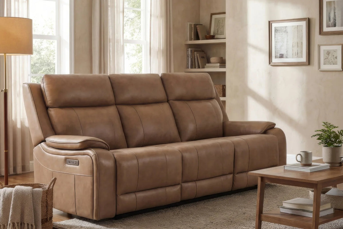 Brindle Power Reclining Sofa – Taupe