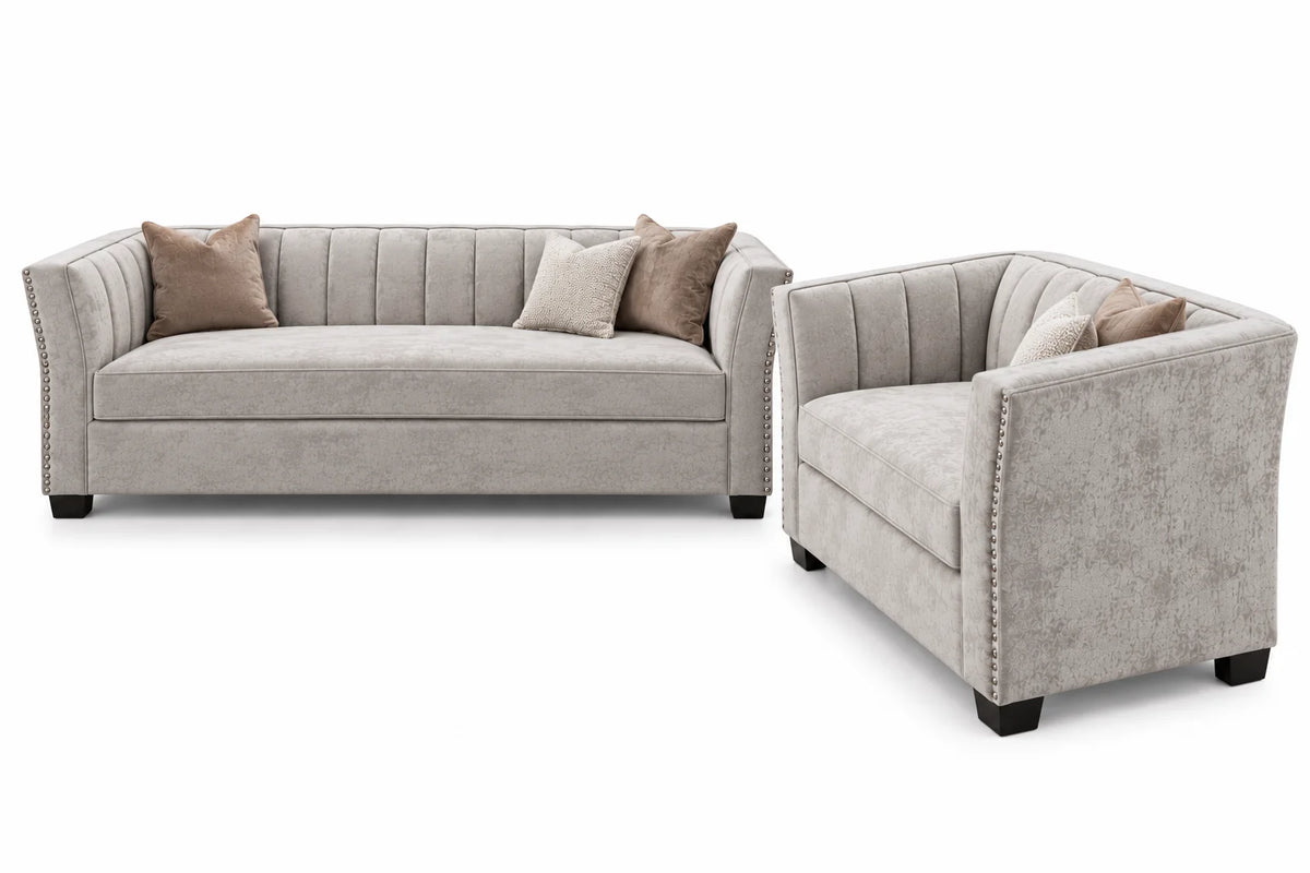 Camila Sofa & Loveseat – Silver