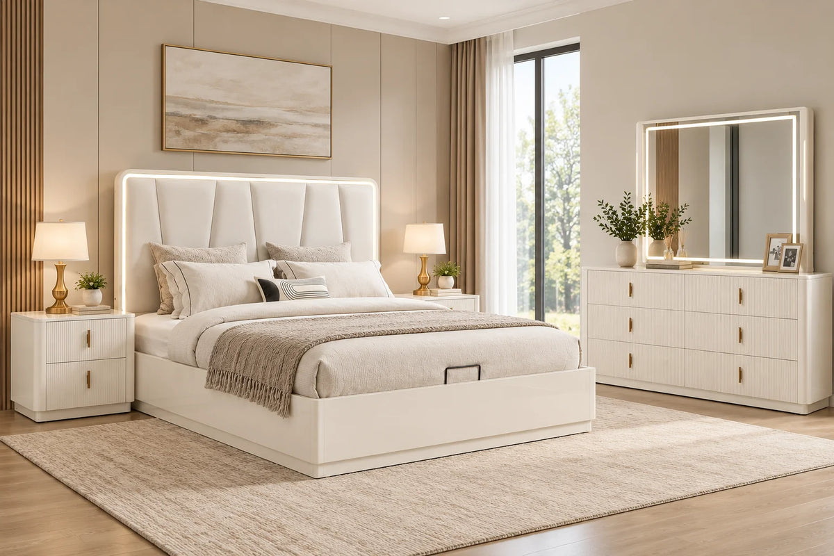 Cardiff 5 Piece Package – Queen Storage Bed
