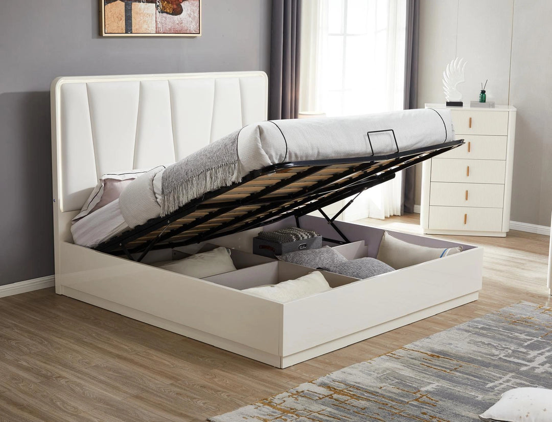 Cardiff Storage Bed – White Gloss Finish