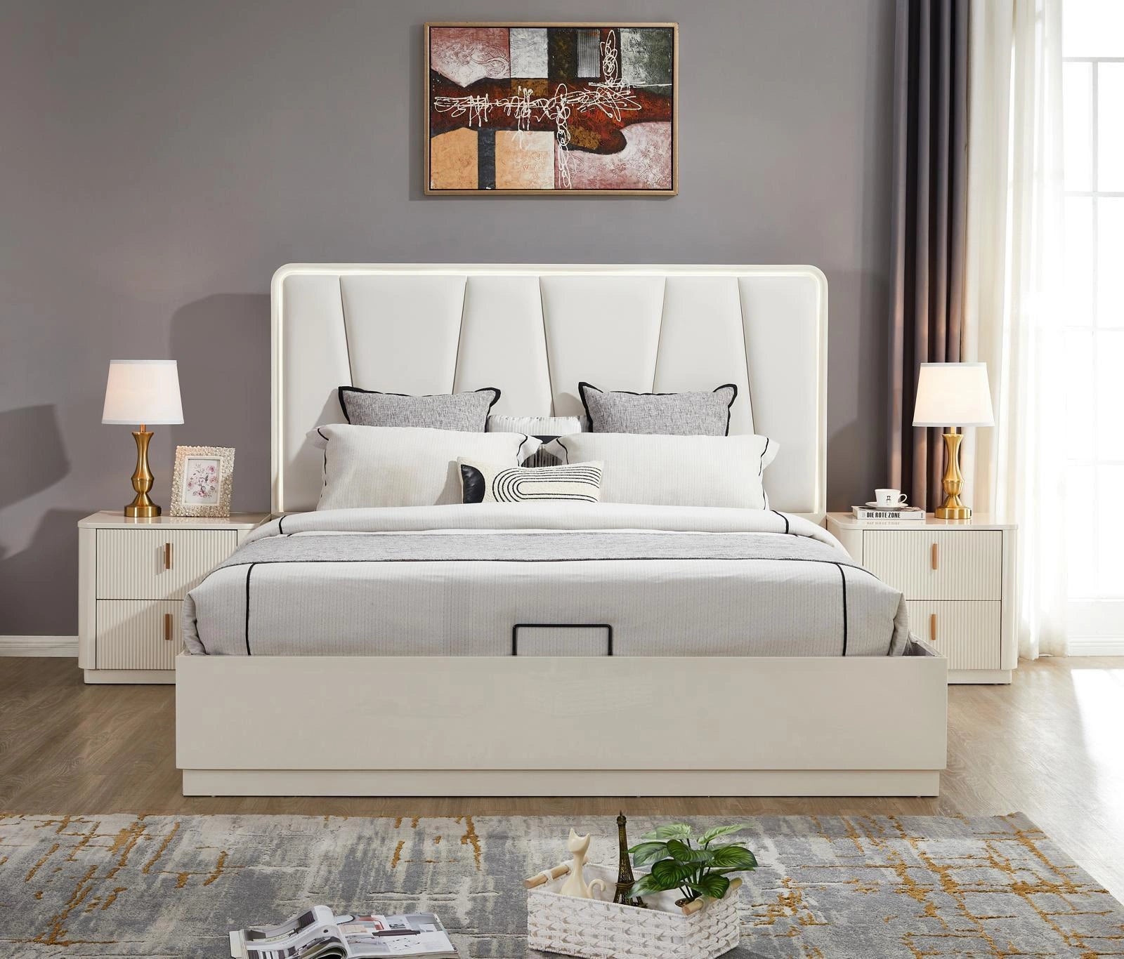 Cardiff Storage Bed – White Gloss Finish
