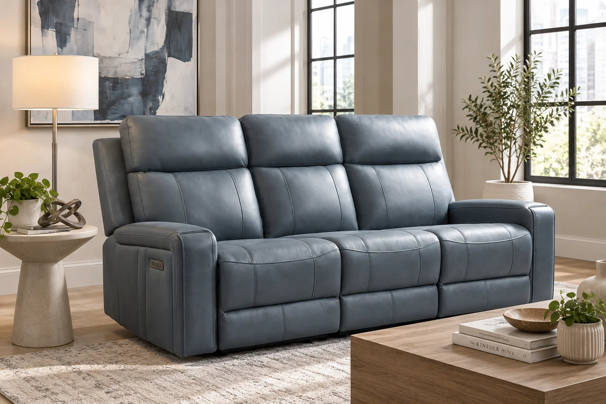 Cavron Power Reclining Sofa – Blue