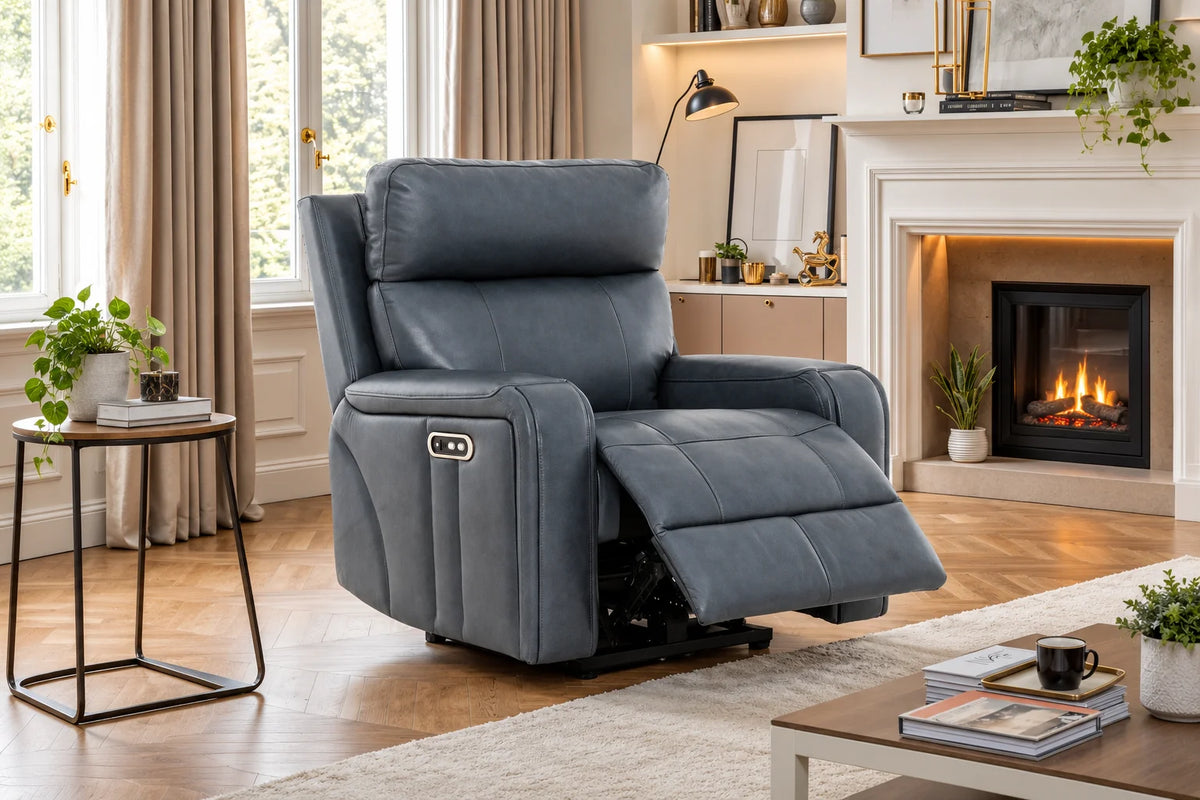 Cavron Power Recliner – Blue