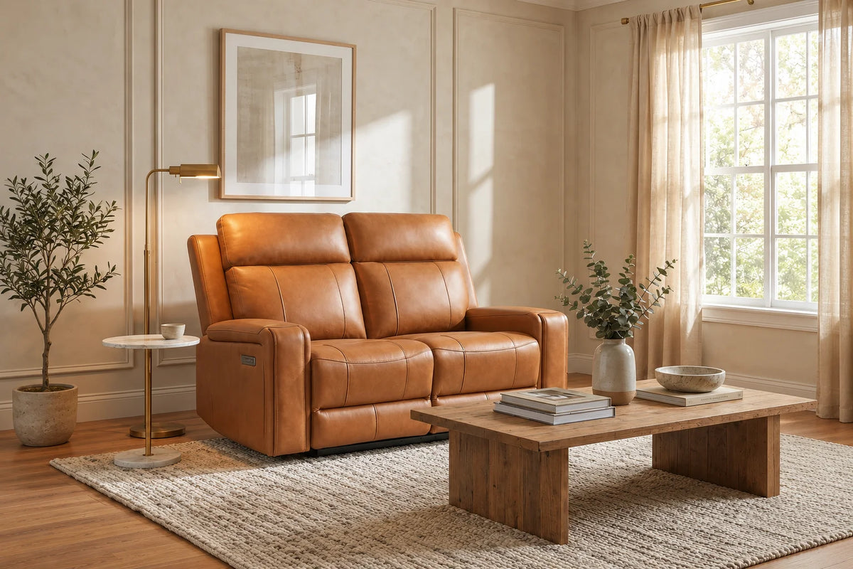 Cavron Power Reclining Loveseat – Cognac