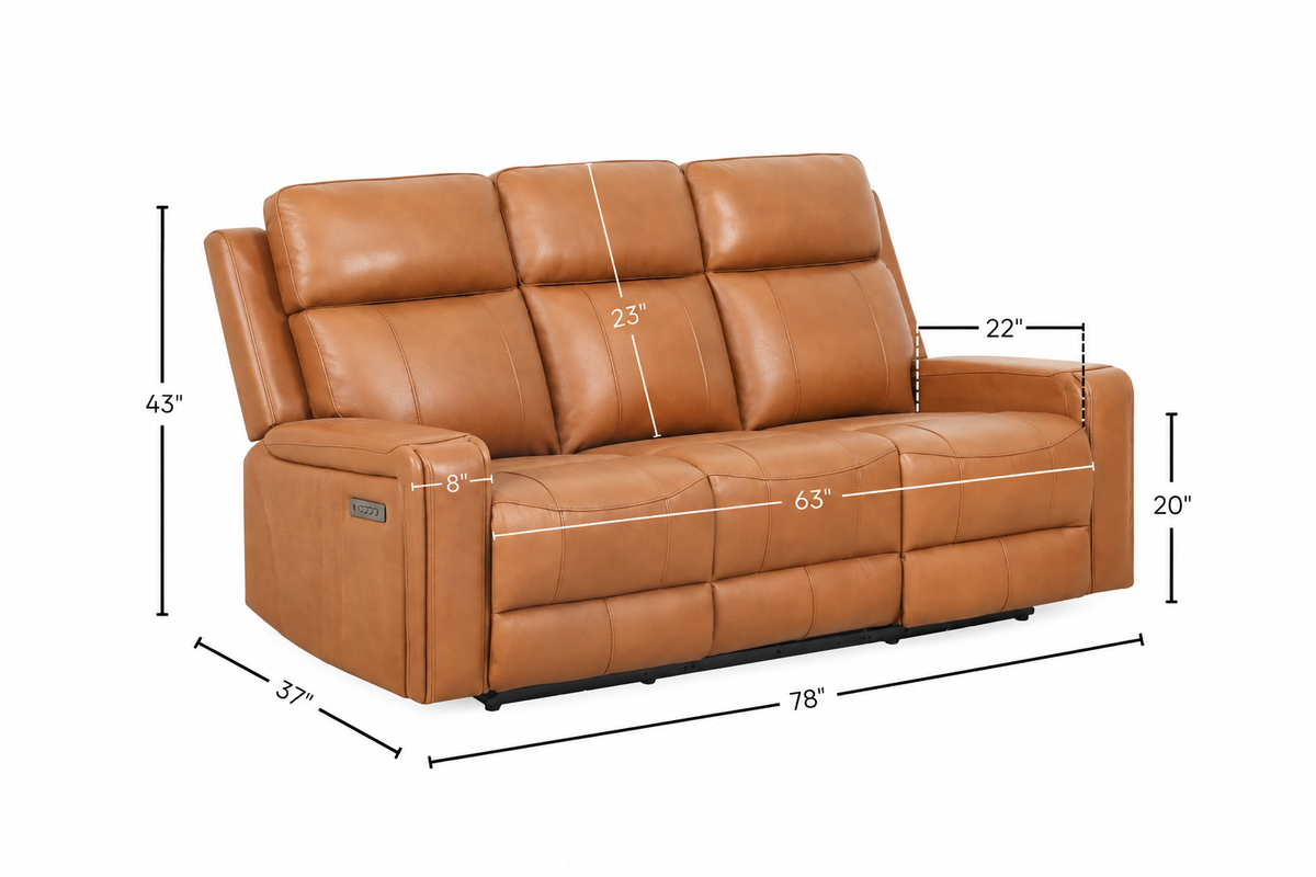 Cavron Power Reclining Sofa – Cognac