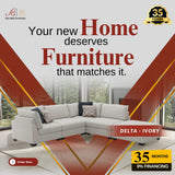 Delta Modular Sectional - 5PC with Chaise - Ivory