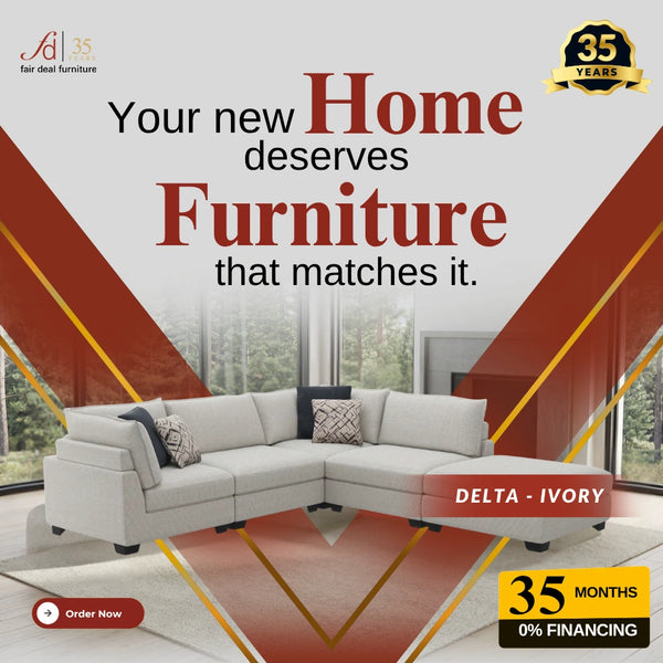 Delta Modular Sectional - 5PC with Chaise - Ivory