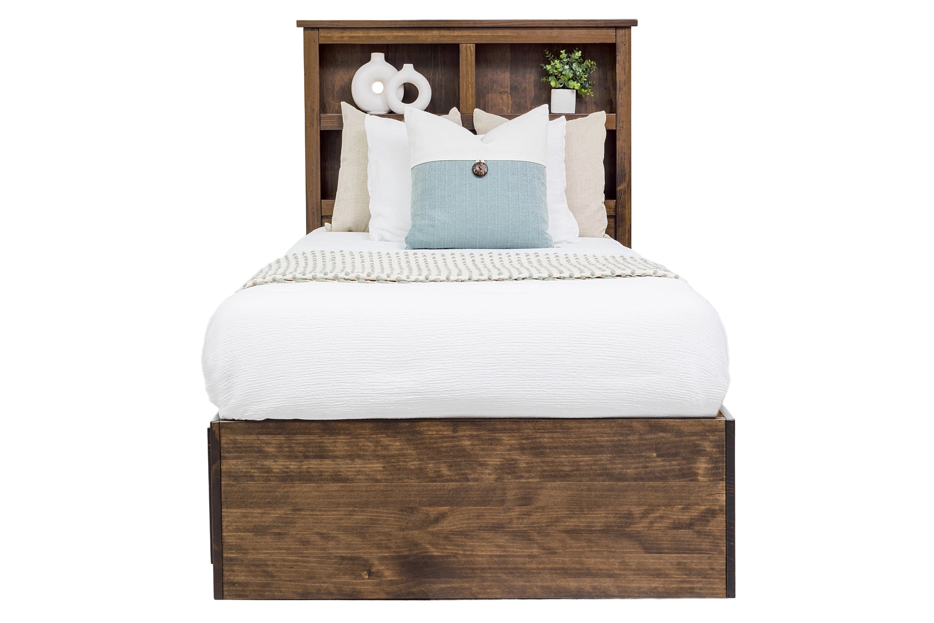 Vera Storage Bed with Bookcase Headboard | Made In Canada