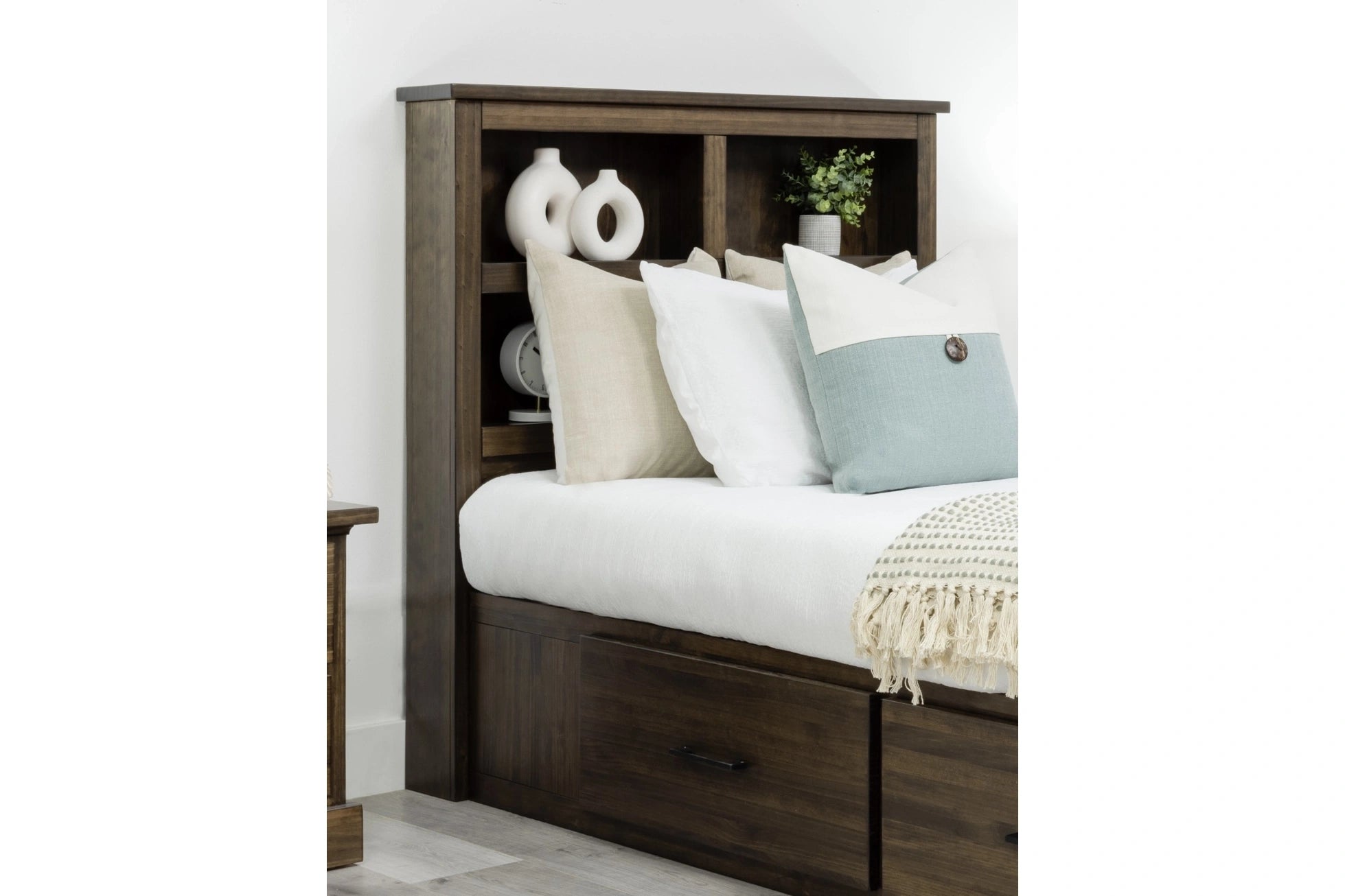 Vera Storage Bed with Bookcase Headboard | Made In Canada