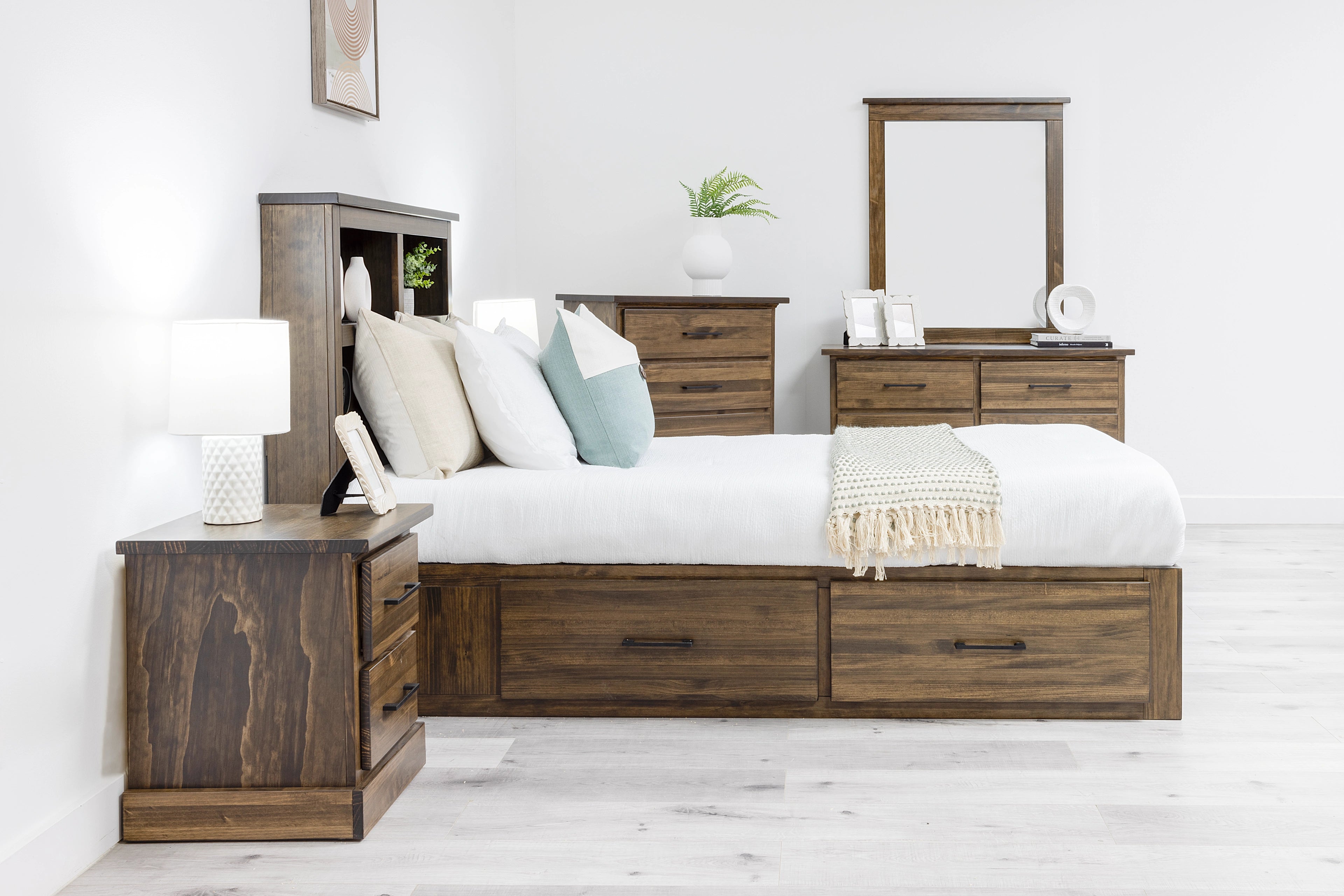 Vera Storage Bed with Bookcase Headboard | Made In Canada