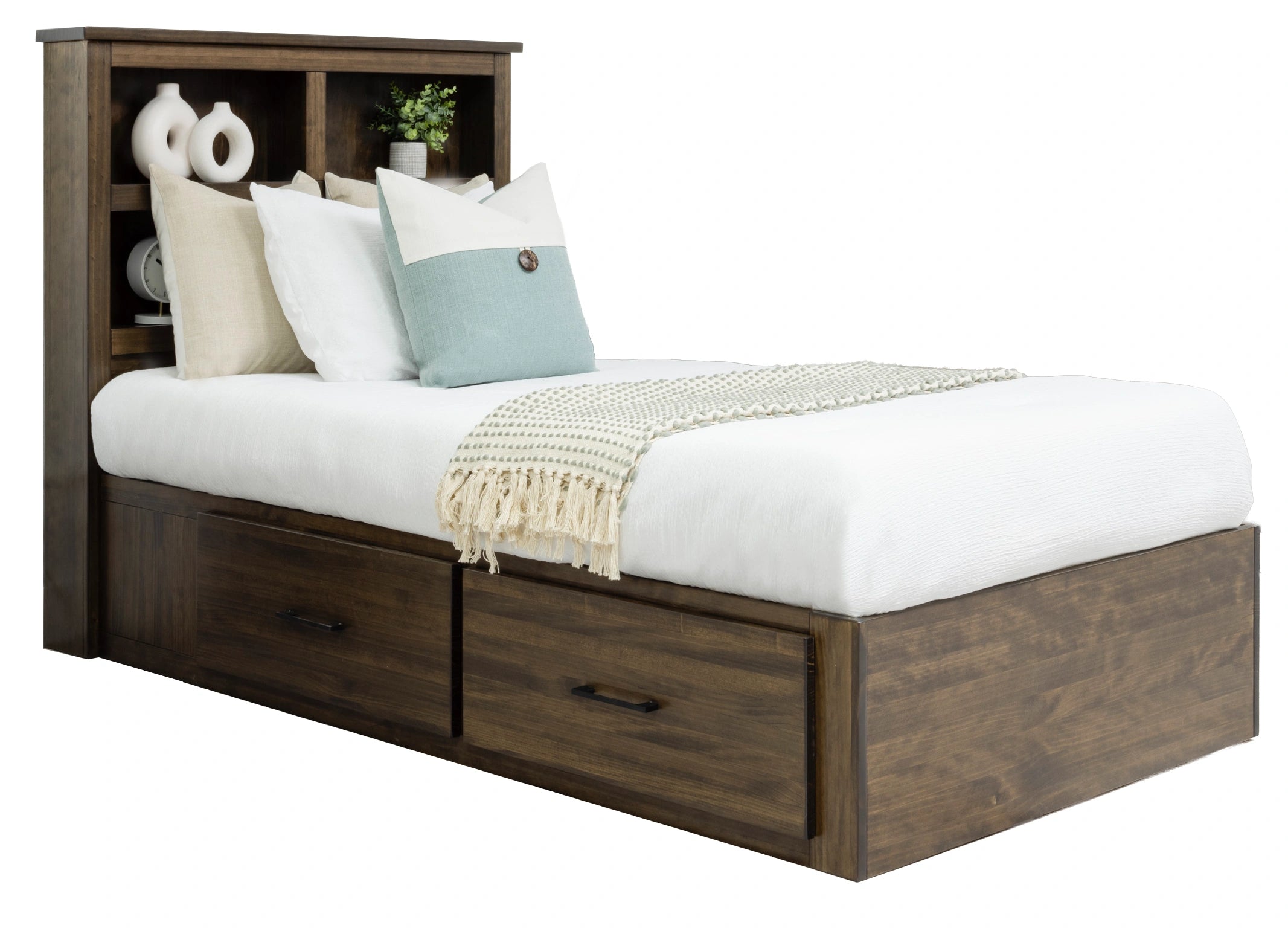 Vera Storage Bed with Bookcase Headboard | Made In Canada