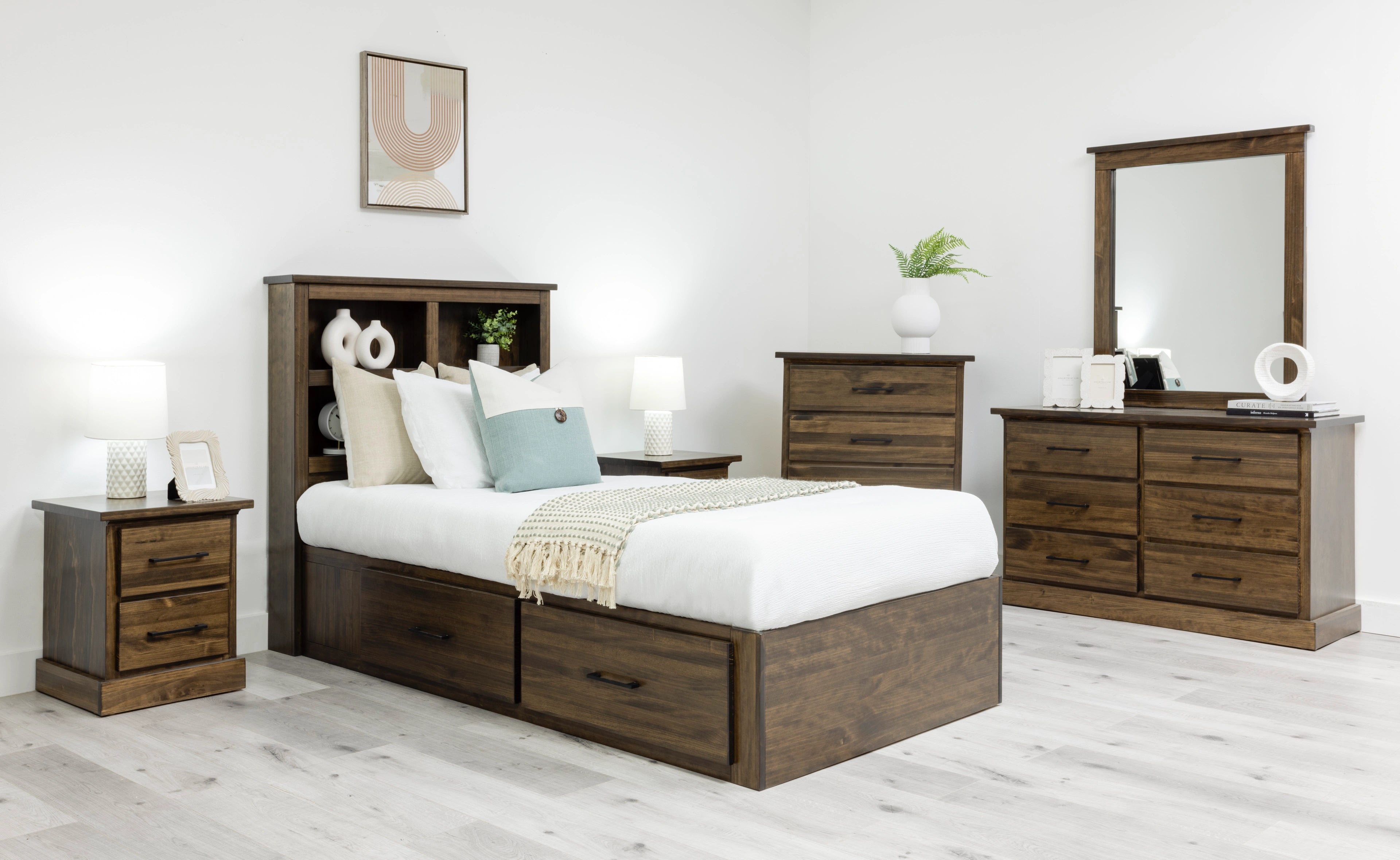 Vera Storage Bed with Bookcase Headboard | Made In Canada