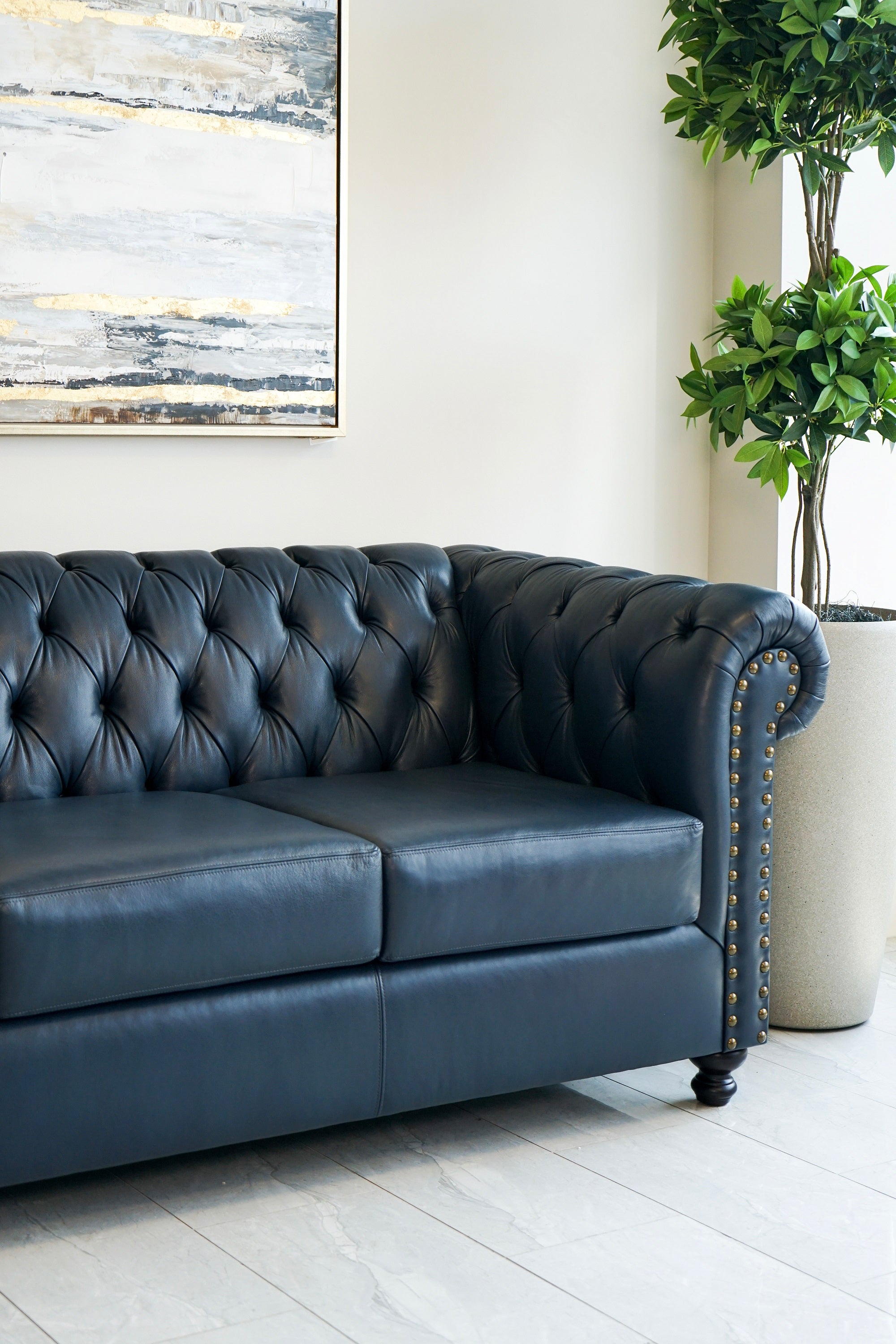 Amalfi Leather Tufted Sofa - Made in Canada