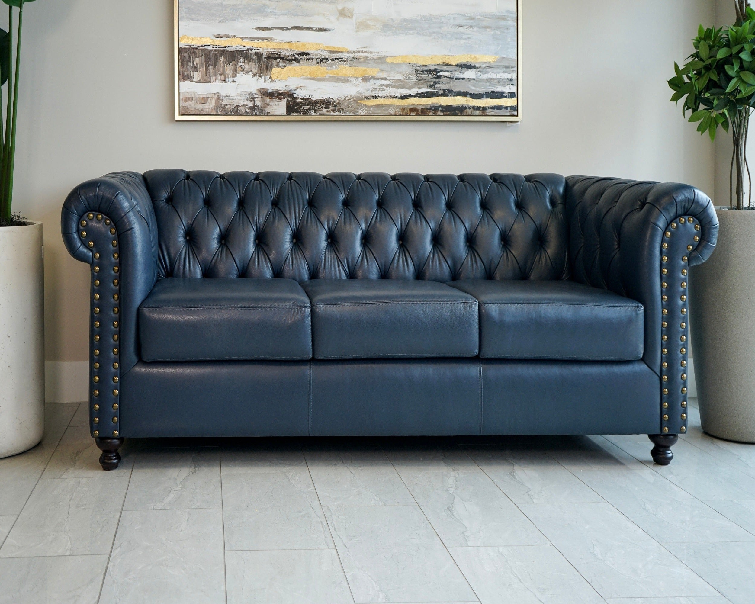 Amalfi Leather Tufted Sofa - Made in Canada