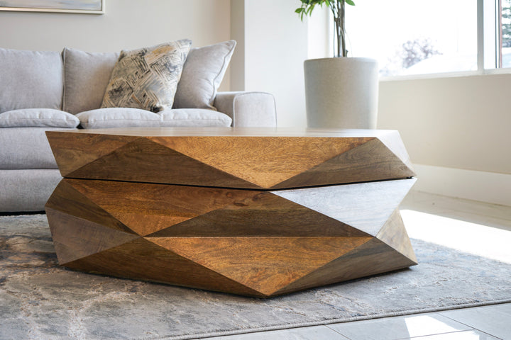 Hex Solid Wood Storage Coffee Table