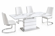 Hailey 7 Pieces Dining Set – White/Silver