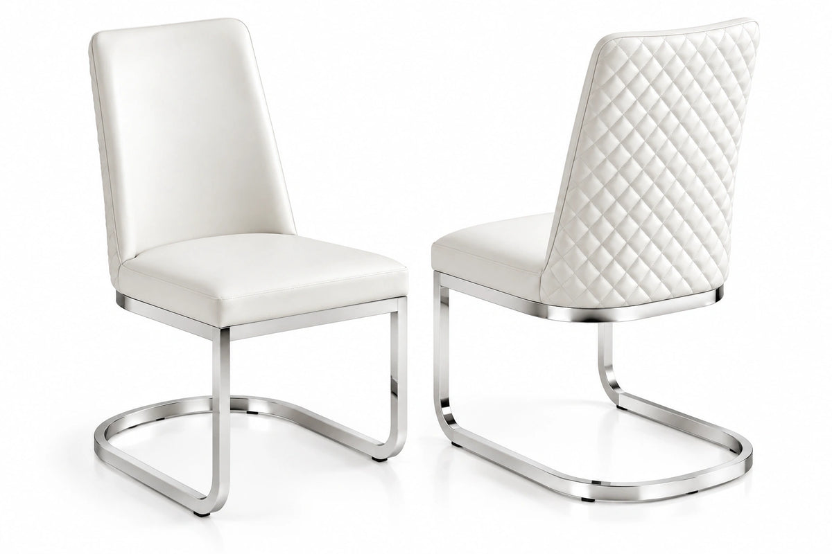 Hailey 7 Pieces Dining Set – White/Silver