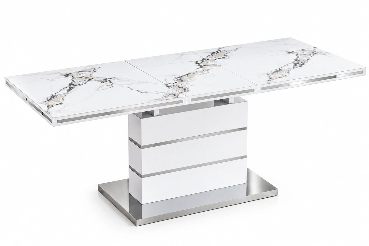 Hailey 7 Pieces Dining Set – White/Silver