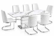 Hailey 7 Pieces Dining Set – White/Silver