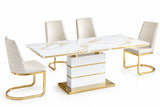 Hailey 7 Pieces Dining Set – White/Gold