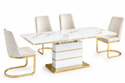Hailey 7 Pieces Dining Set – White/Gold