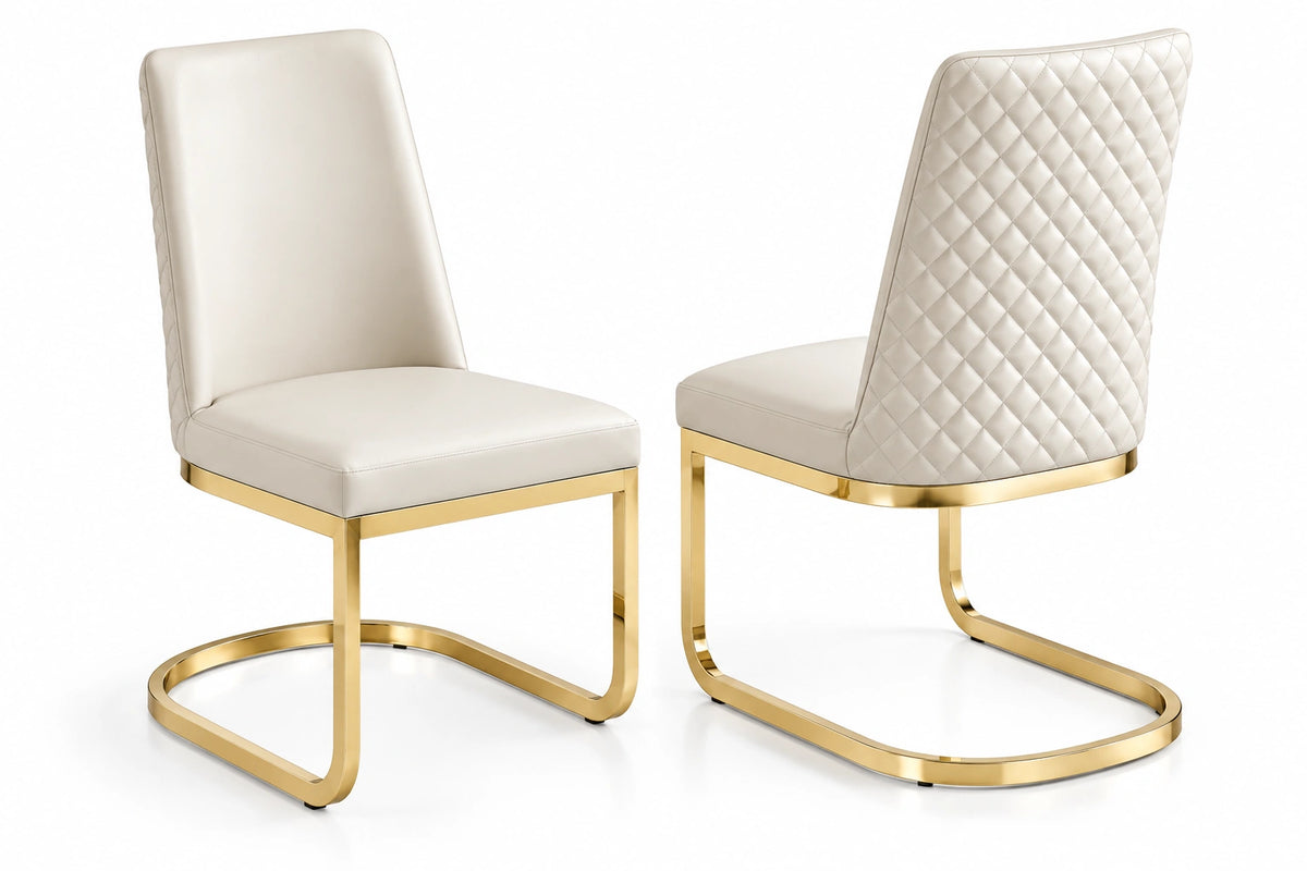 Hailey 7 Pieces Dining Set – White/Gold