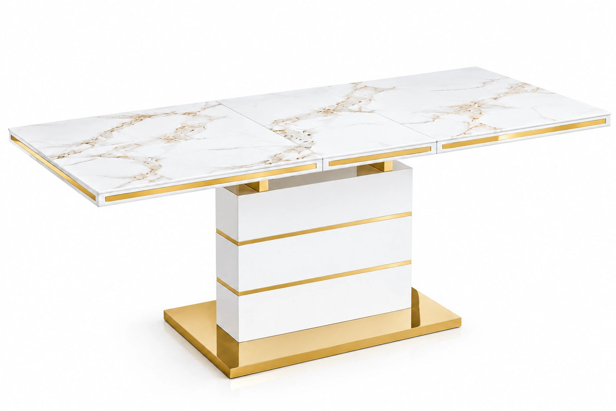 Hailey 7 Pieces Dining Set – White/Gold