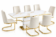 Hailey 7 Pieces Dining Set – White/Gold