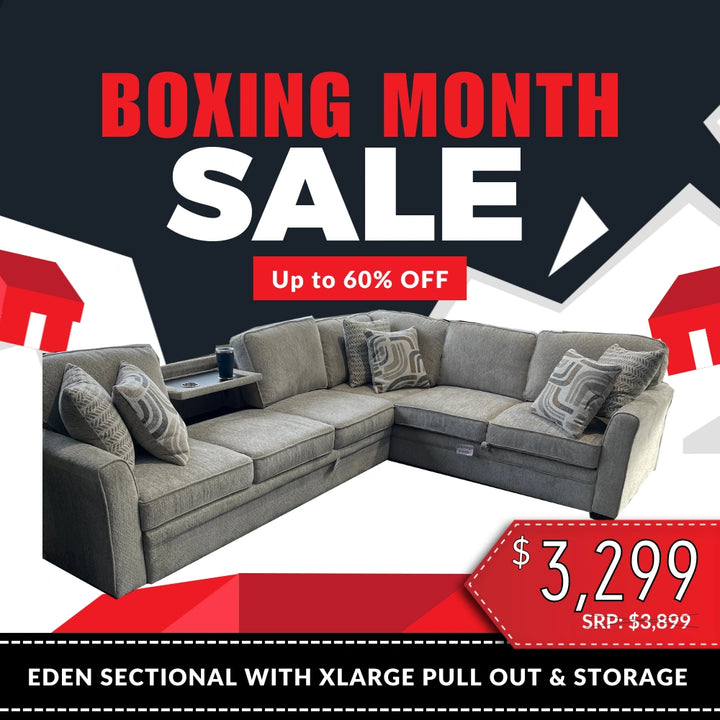 Eden Sectional with Extra Large Pull Out and Storage