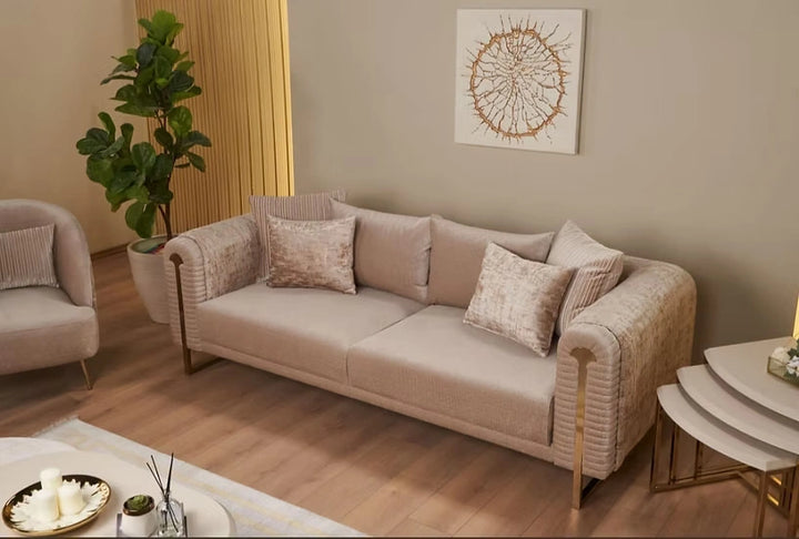 Eliza Loveseat Beige & Gold