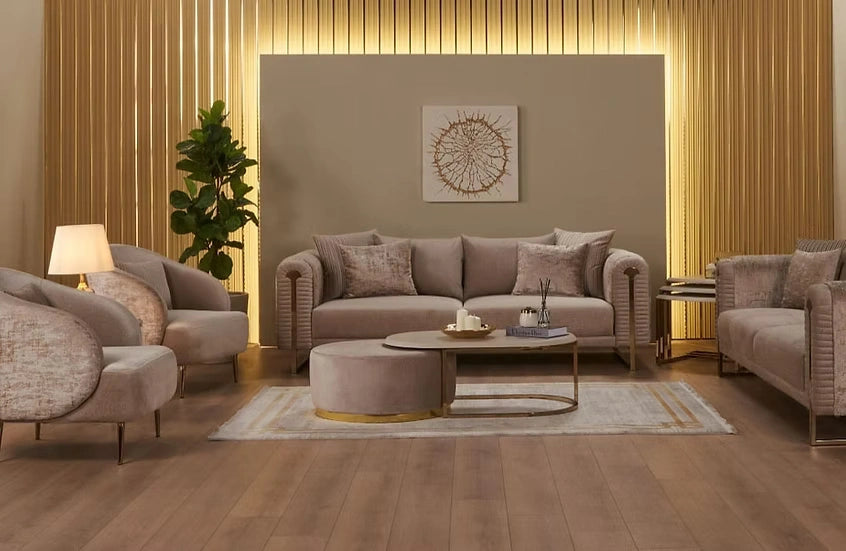Eliza Sofa Beige & Gold