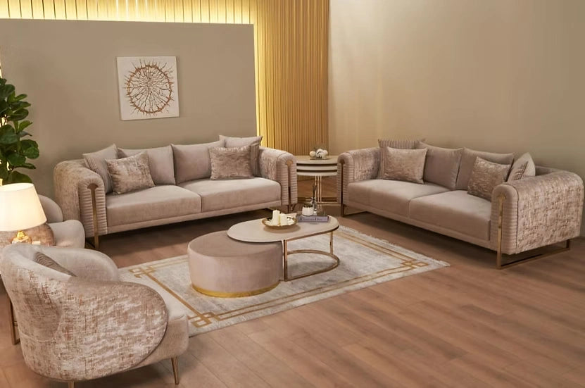 Eliza Loveseat Beige & Gold