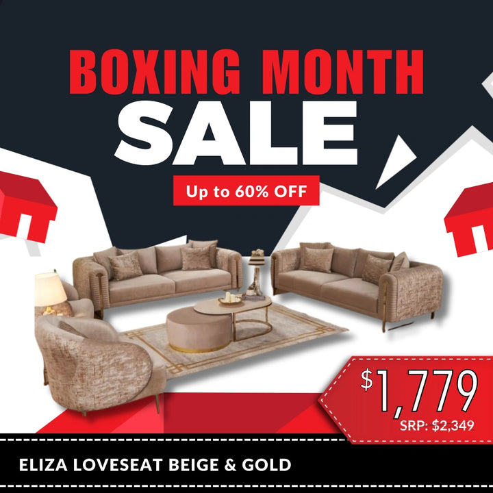 Eliza Loveseat Beige & Gold