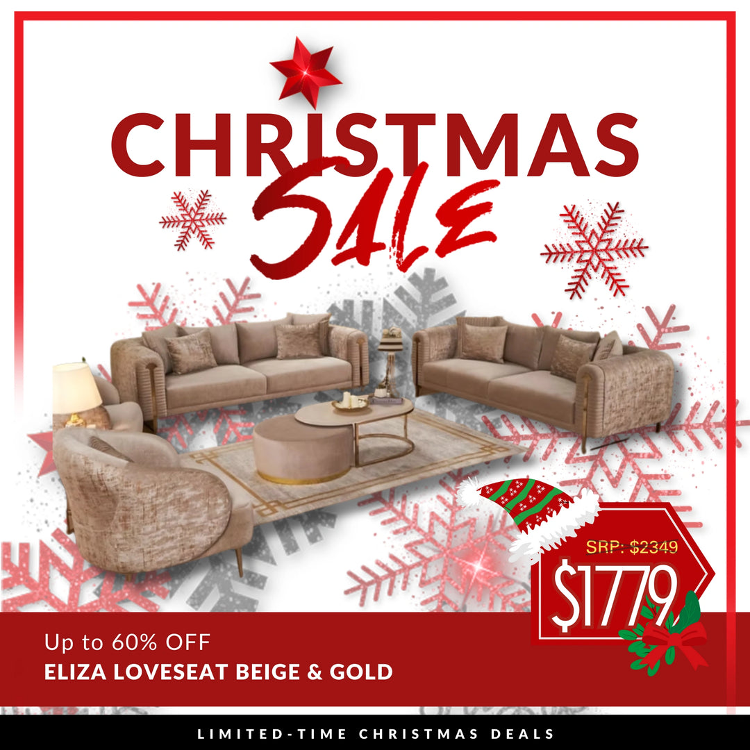 Eliza Loveseat Beige & Gold