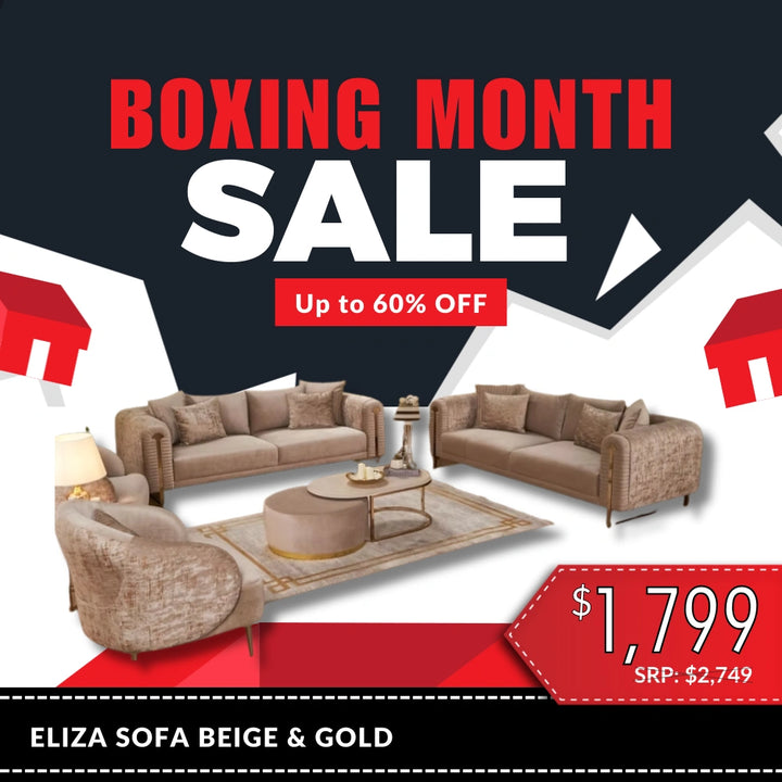 Eliza Sofa Beige & Gold